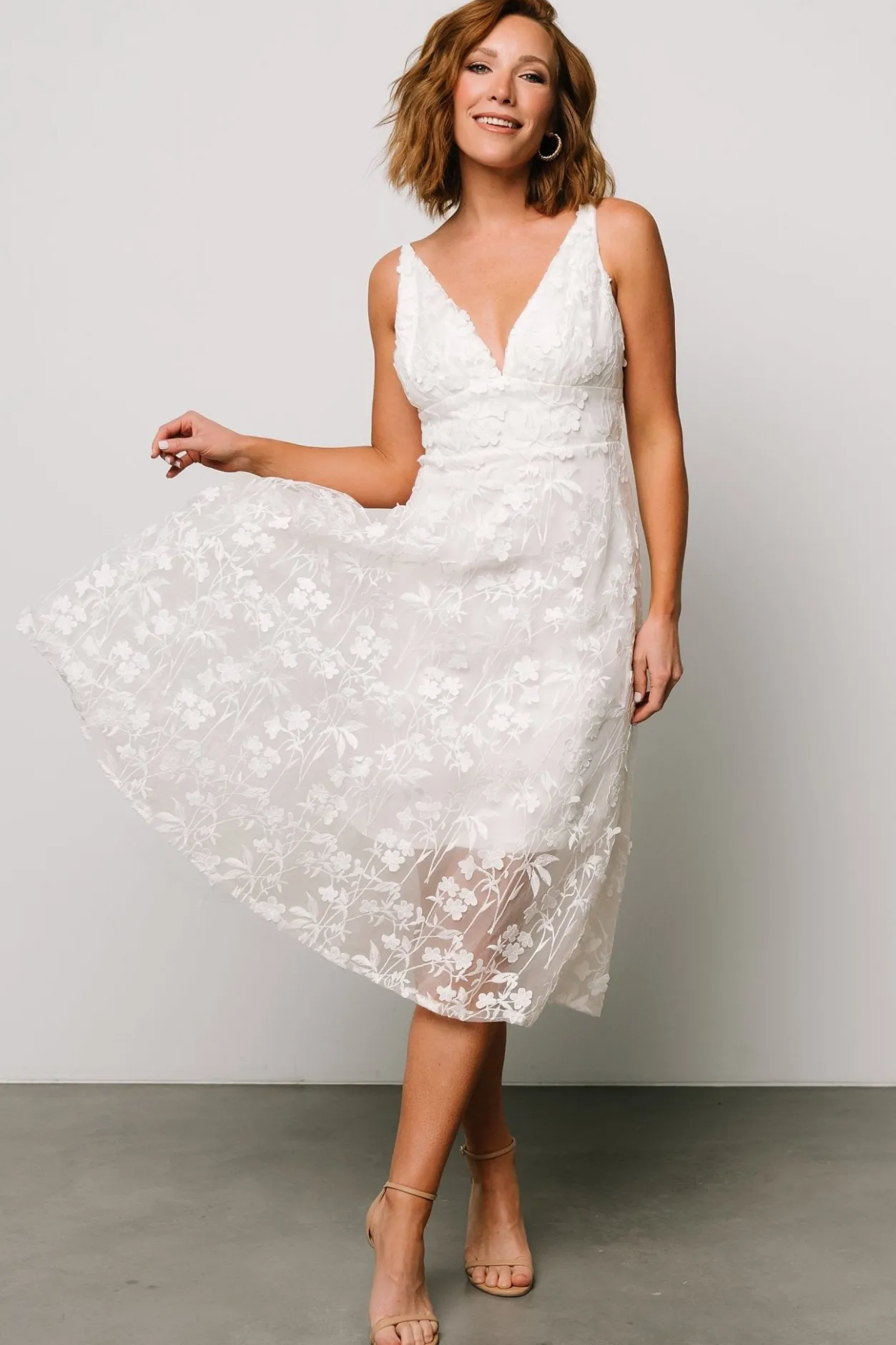 Clearance Baltic Born Larissa Midi Dress | Off White OffWhite