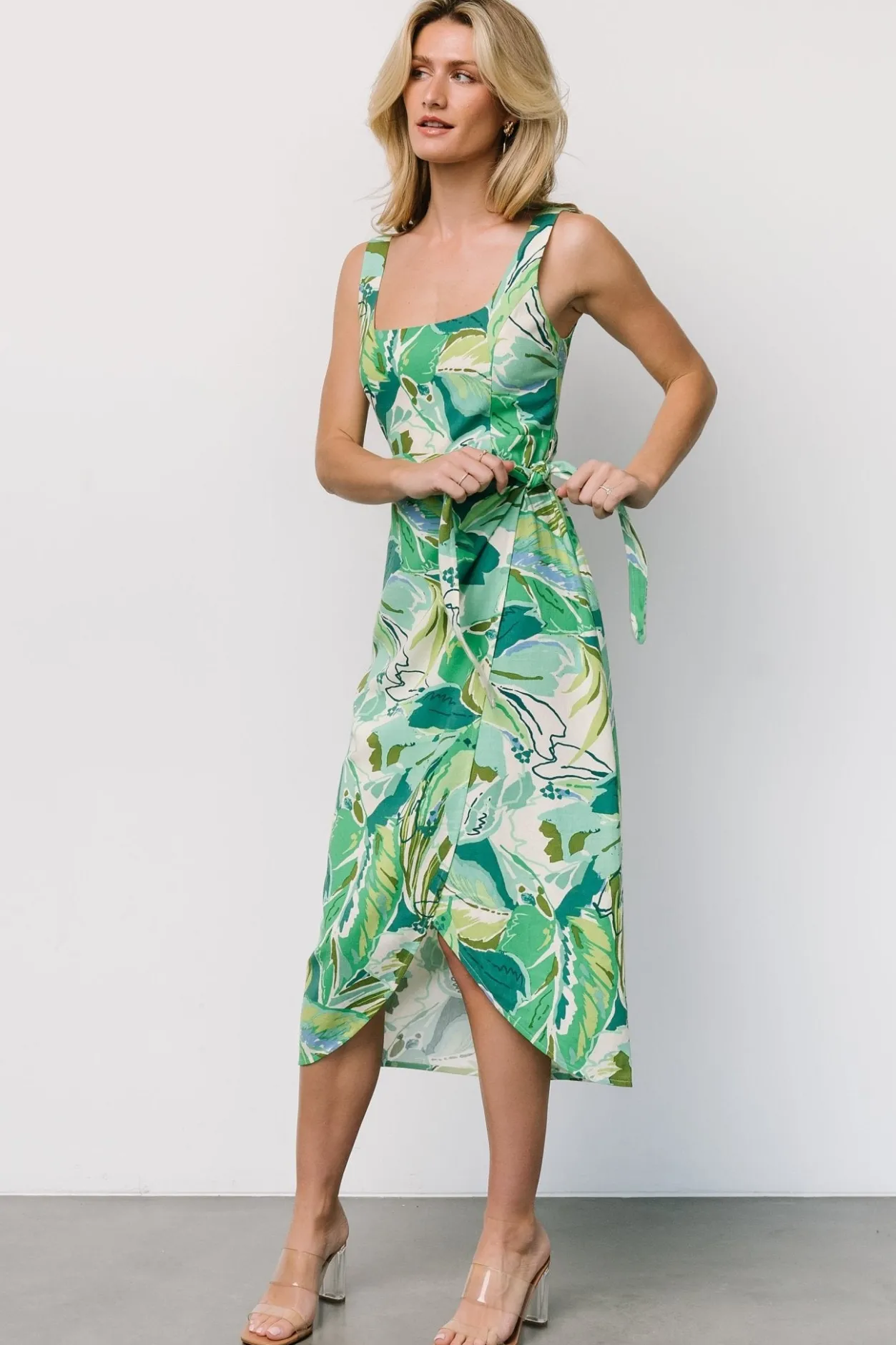 Clearance Baltic Born Latonya Faux Wrap Dress | Green Multi GreenMulti