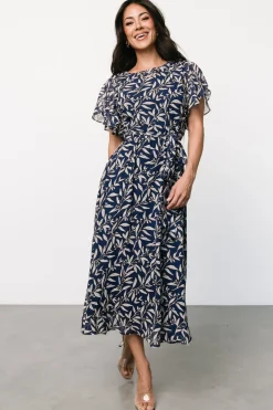 Fashion Baltic Born Laurel Midi Dress | Blue + Gray Floral Blue+GrayFloral