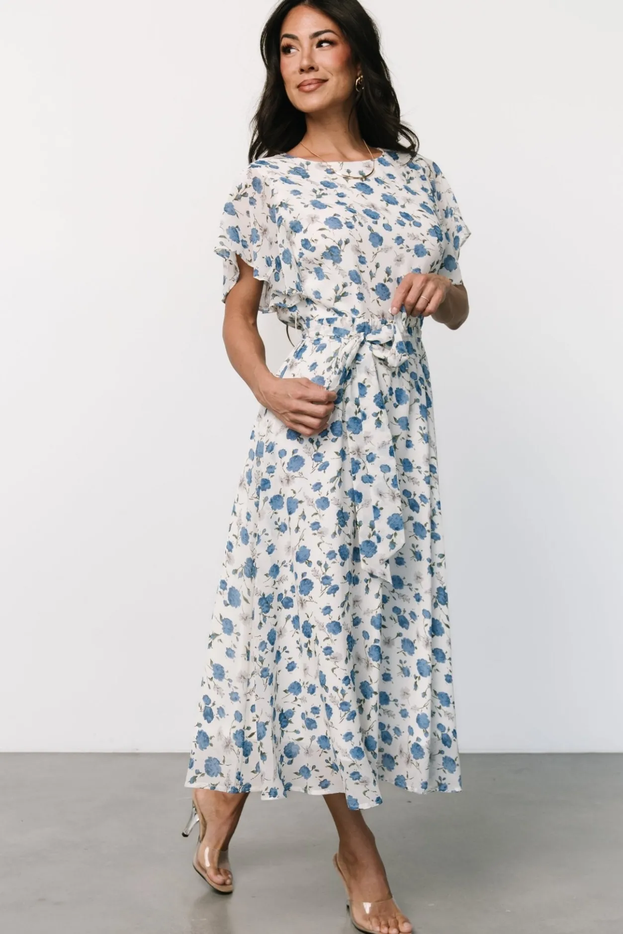 Fashion Baltic Born Laurel Midi Dress | Off-White + Blue Floral Off-White+BlueFloral
