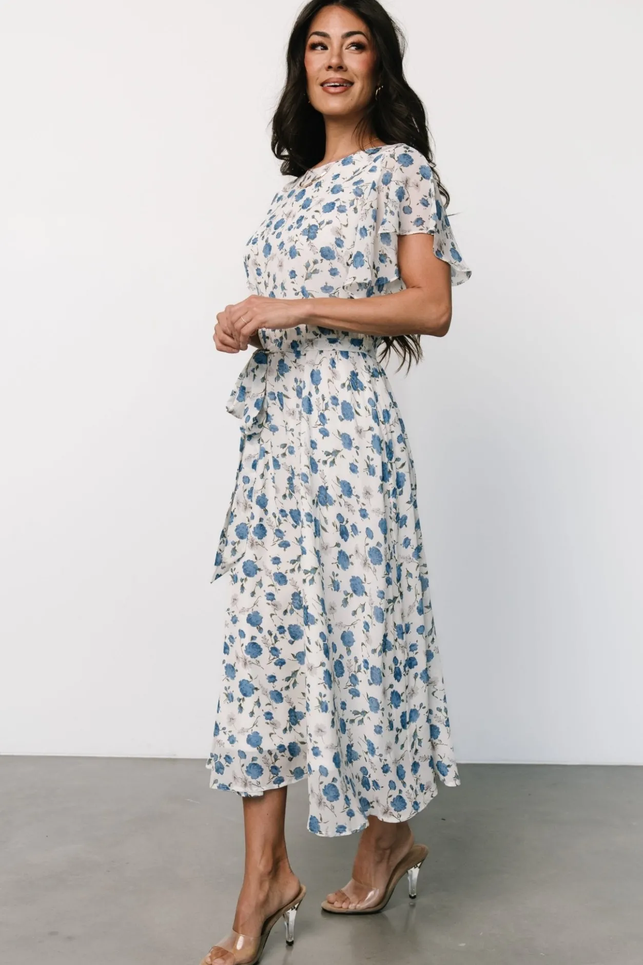 Fashion Baltic Born Laurel Midi Dress | Off-White + Blue Floral Off-White+BlueFloral