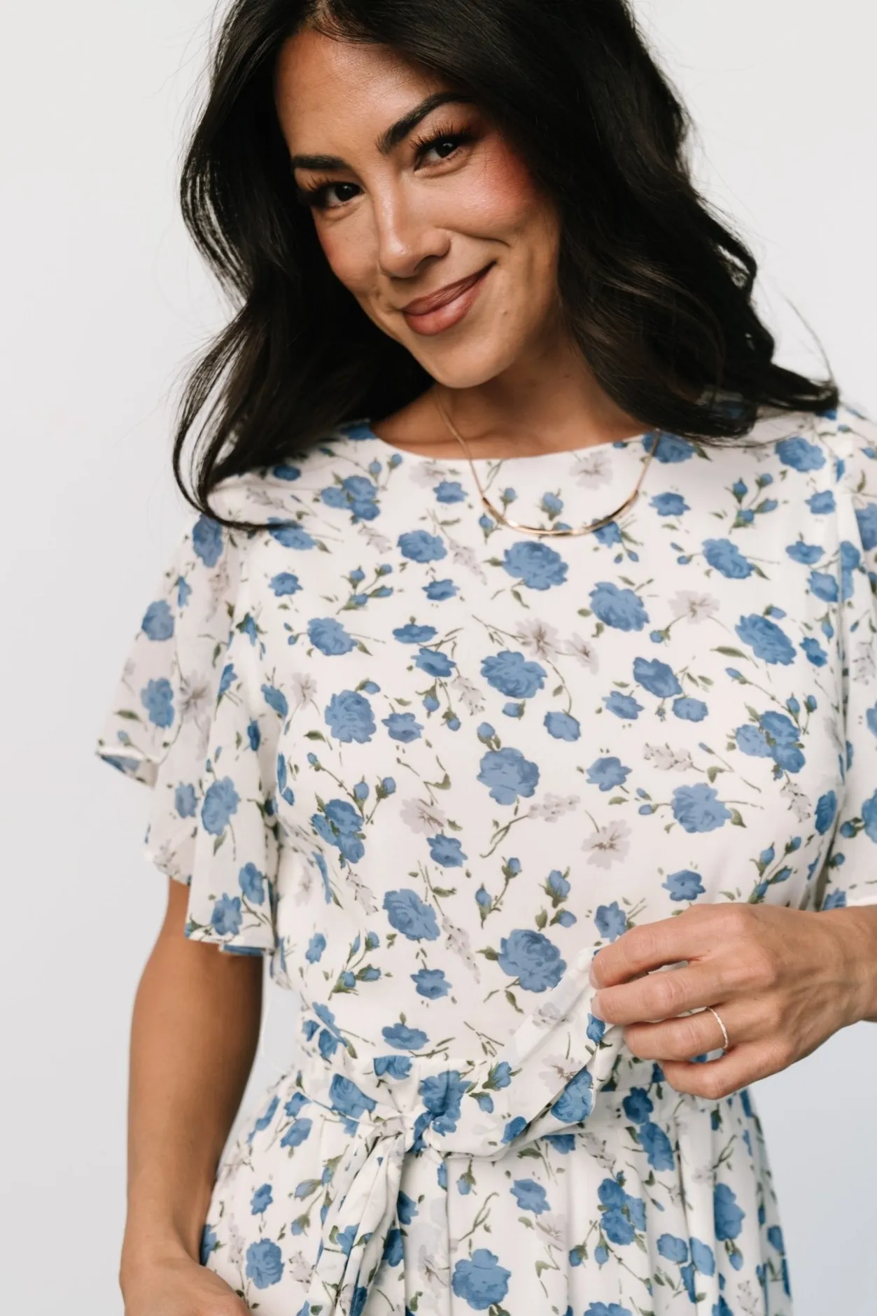 Fashion Baltic Born Laurel Midi Dress | Off-White + Blue Floral Off-White+BlueFloral
