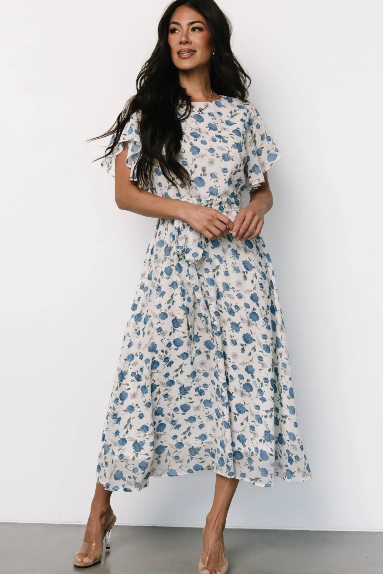 Fashion Baltic Born Laurel Midi Dress | Off-White + Blue Floral Off-White+BlueFloral