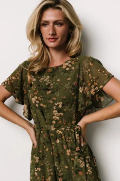 Discount Baltic Born Laurel Midi Dress | Olive Floral OliveFloral