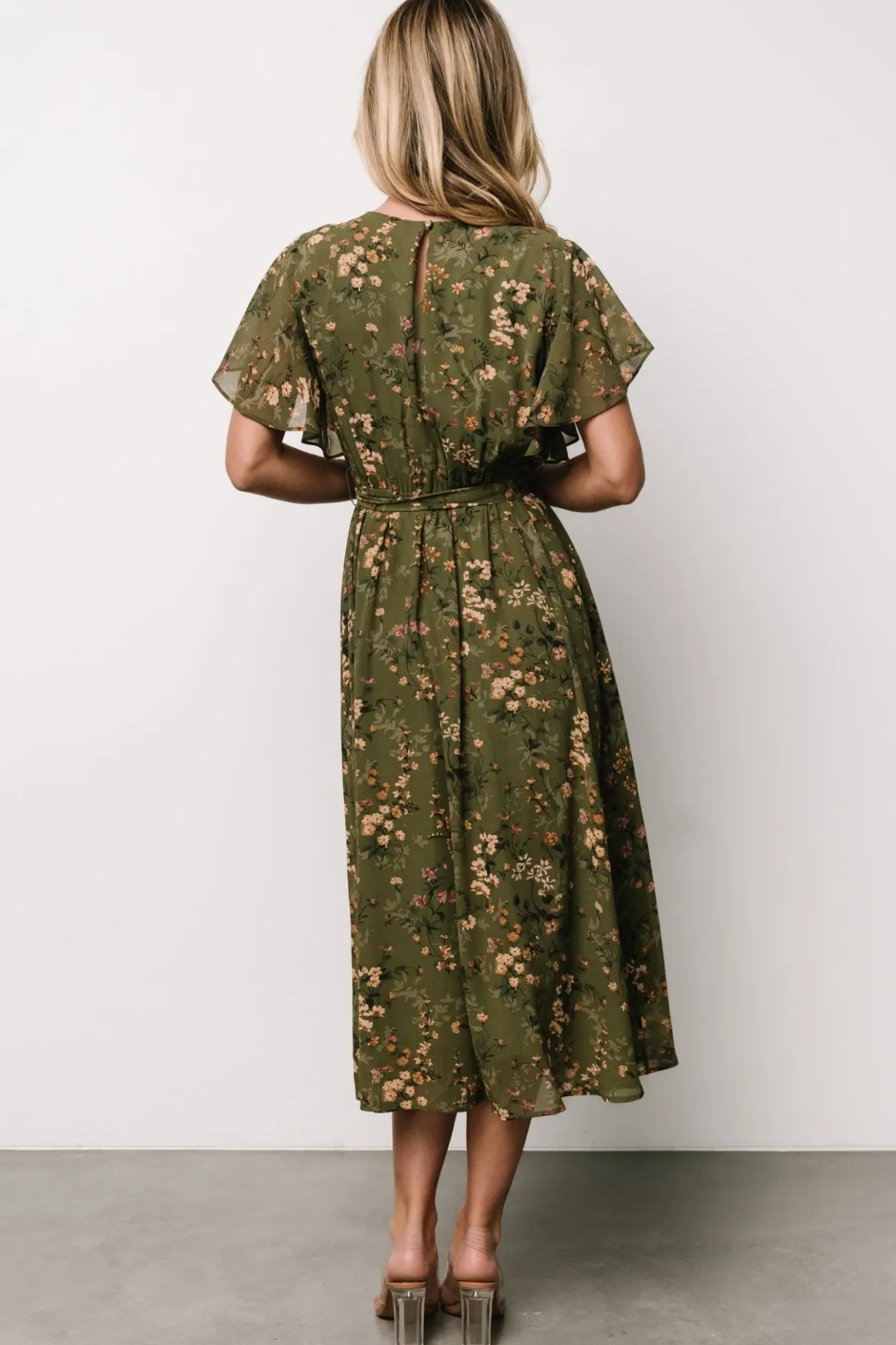 Discount Baltic Born Laurel Midi Dress | Olive Floral OliveFloral