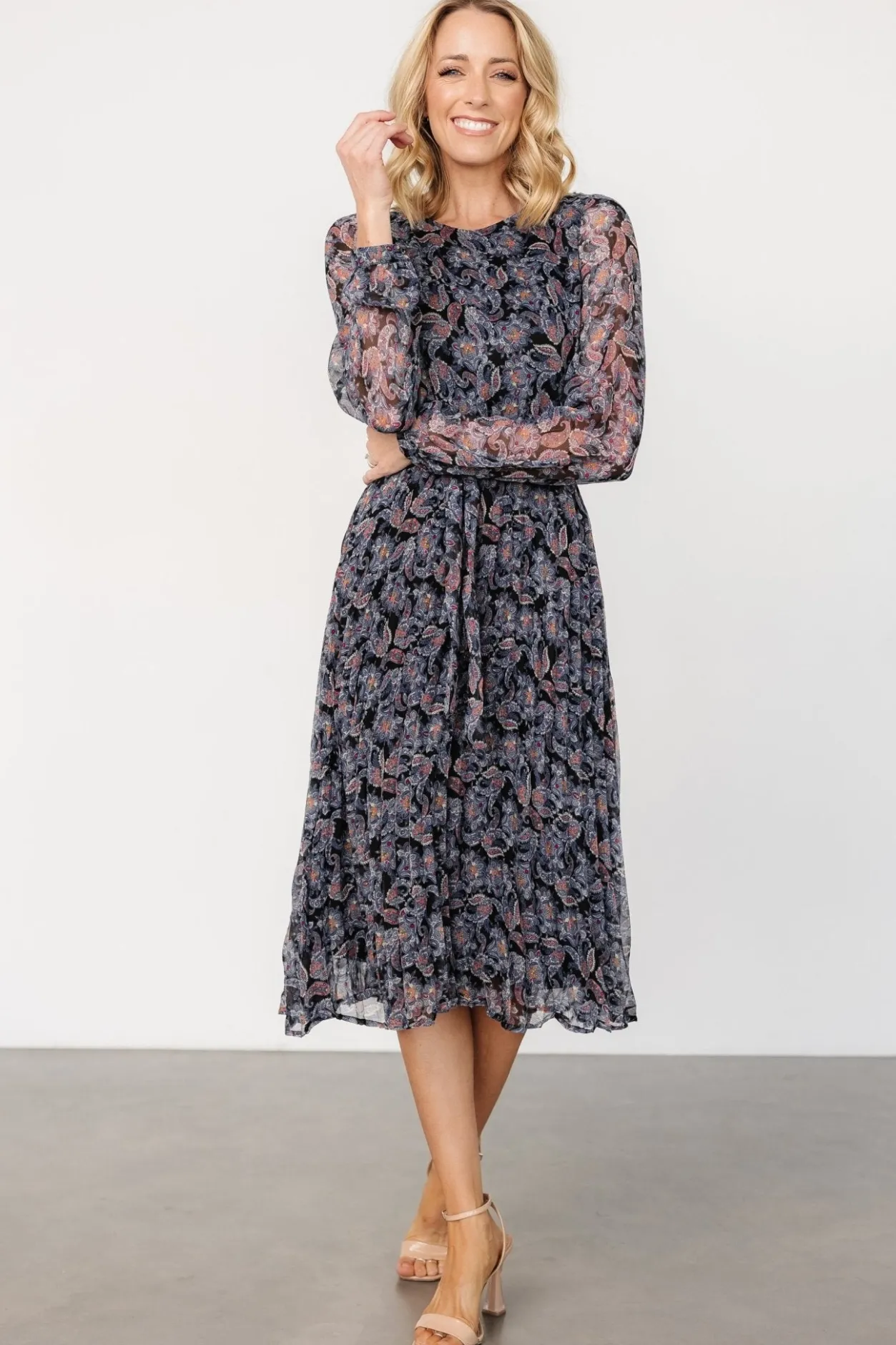 Clearance Baltic Born Laurie Midi Dress | Black Print BlackPrint
