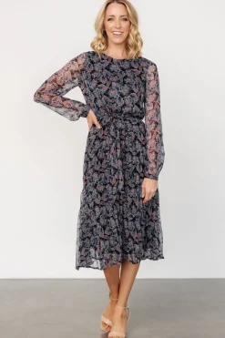 Clearance Baltic Born Laurie Midi Dress | Black Print BlackPrint