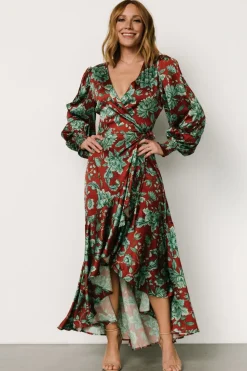 Outlet Baltic Born Lavinia Ruffle Maxi Dress | Rust + Green Floral Rust+GreenFloral