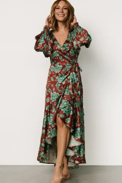 Outlet Baltic Born Lavinia Ruffle Maxi Dress | Rust + Green Floral Rust+GreenFloral