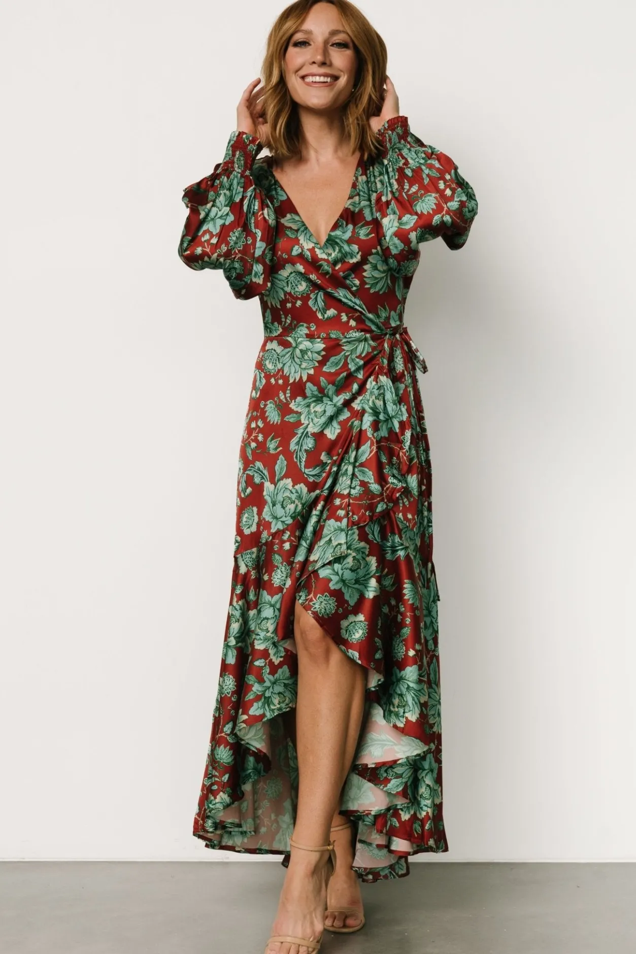 Outlet Baltic Born Lavinia Ruffle Maxi Dress | Rust + Green Floral Rust+GreenFloral