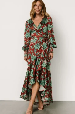 Outlet Baltic Born Lavinia Ruffle Maxi Dress | Rust + Green Floral Rust+GreenFloral
