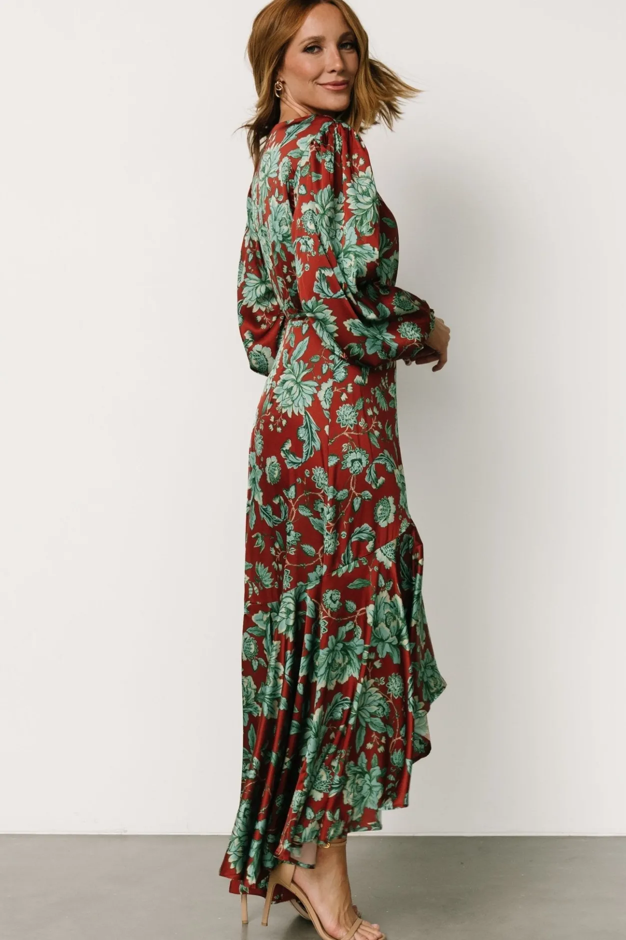 Outlet Baltic Born Lavinia Ruffle Maxi Dress | Rust + Green Floral Rust+GreenFloral