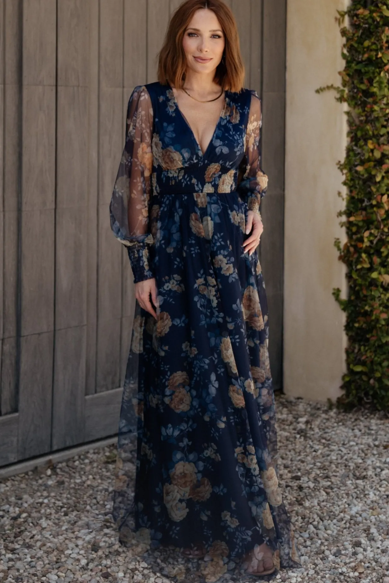 Sale Baltic Born Layla Tulle Maxi Dress | Blue + Golden Floral Blue+GoldenFloral