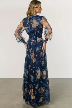 Sale Baltic Born Layla Tulle Maxi Dress | Blue + Golden Floral Blue+GoldenFloral