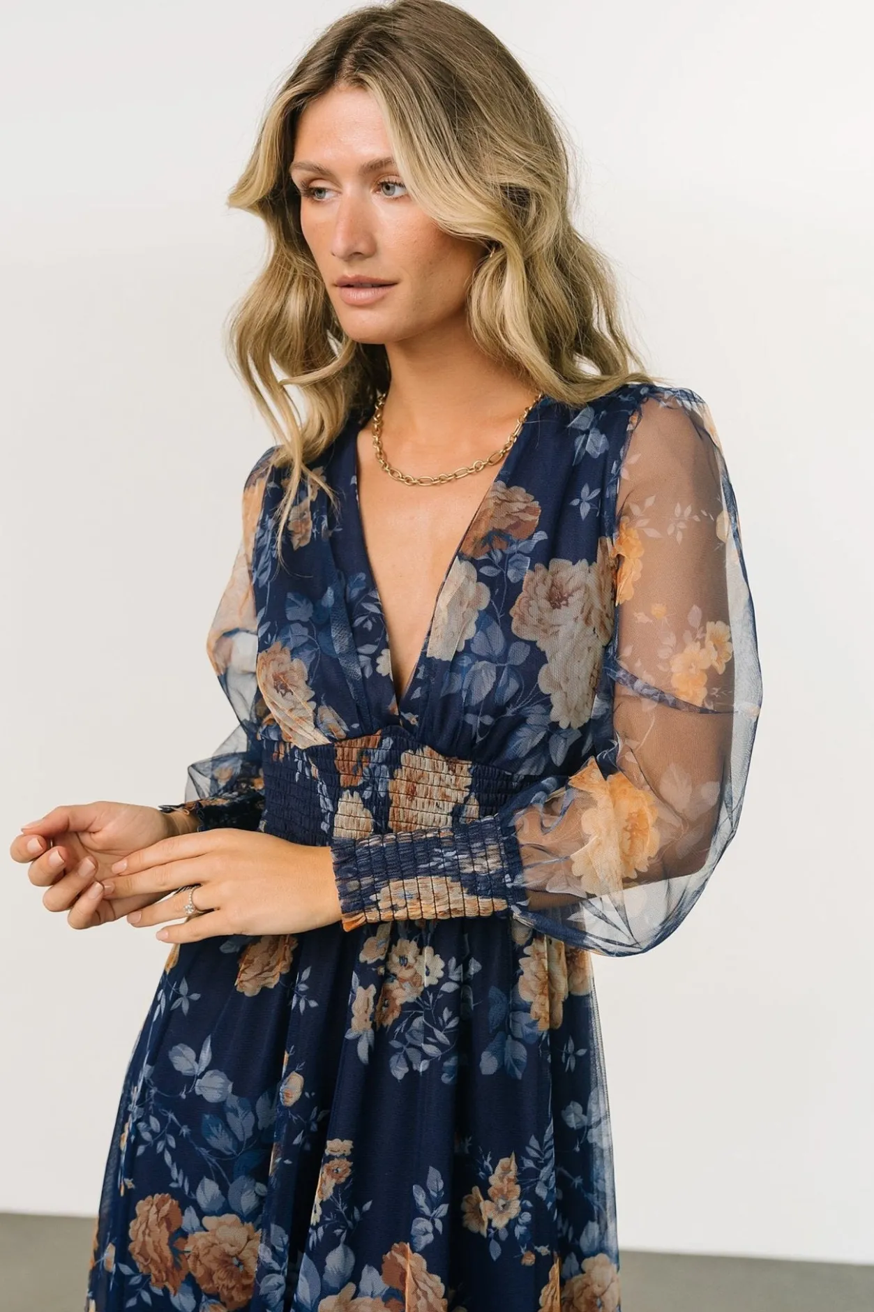 Sale Baltic Born Layla Tulle Maxi Dress | Blue + Golden Floral Blue+GoldenFloral