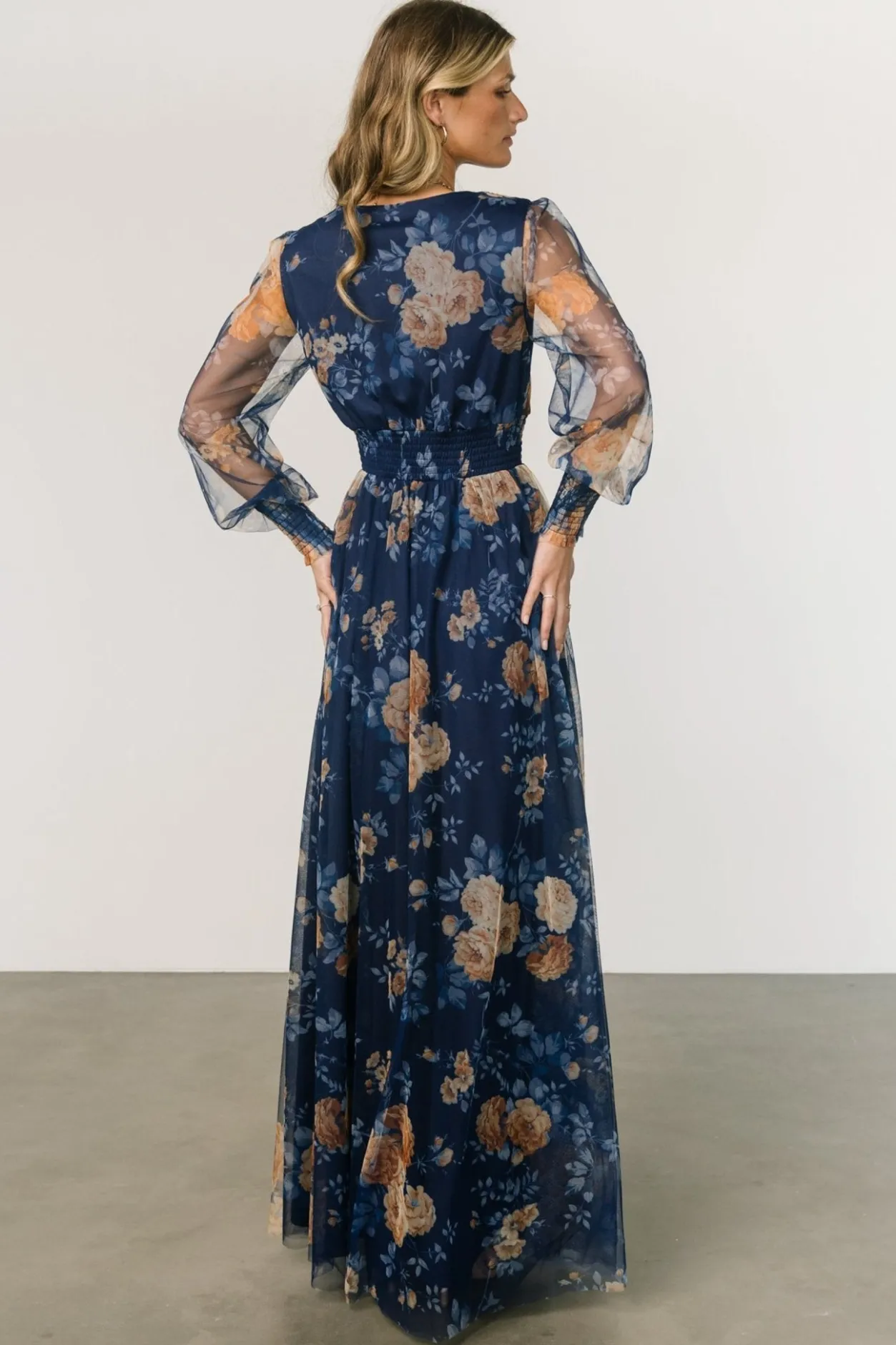 Sale Baltic Born Layla Tulle Maxi Dress | Blue + Golden Floral Blue+GoldenFloral
