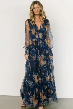 Sale Baltic Born Layla Tulle Maxi Dress | Blue + Golden Floral Blue+GoldenFloral