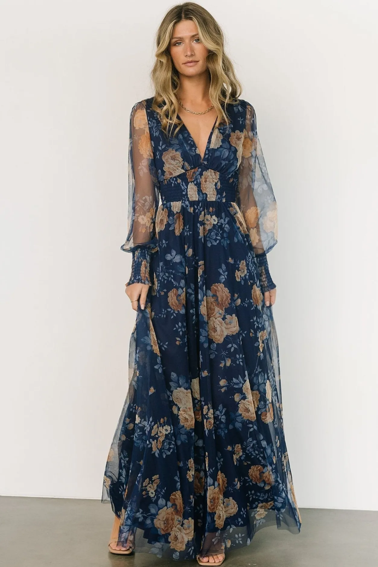Sale Baltic Born Layla Tulle Maxi Dress | Blue + Golden Floral Blue+GoldenFloral