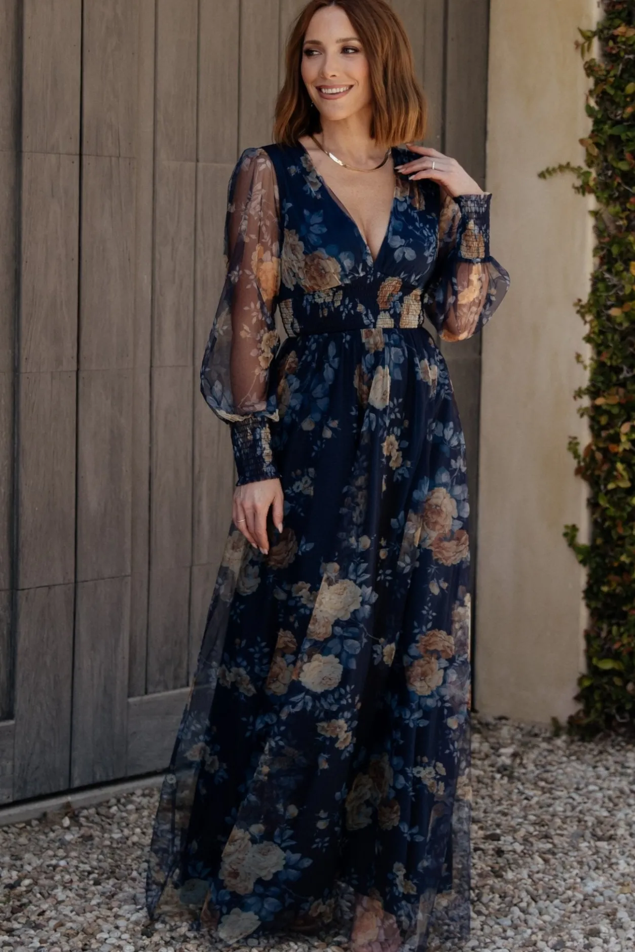 Sale Baltic Born Layla Tulle Maxi Dress | Blue + Golden Floral Blue+GoldenFloral