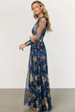 Sale Baltic Born Layla Tulle Maxi Dress | Blue + Golden Floral Blue+GoldenFloral