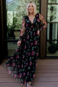 Online Baltic Born Layla Tulle Maxi Dress | Black Multi BlackMulti