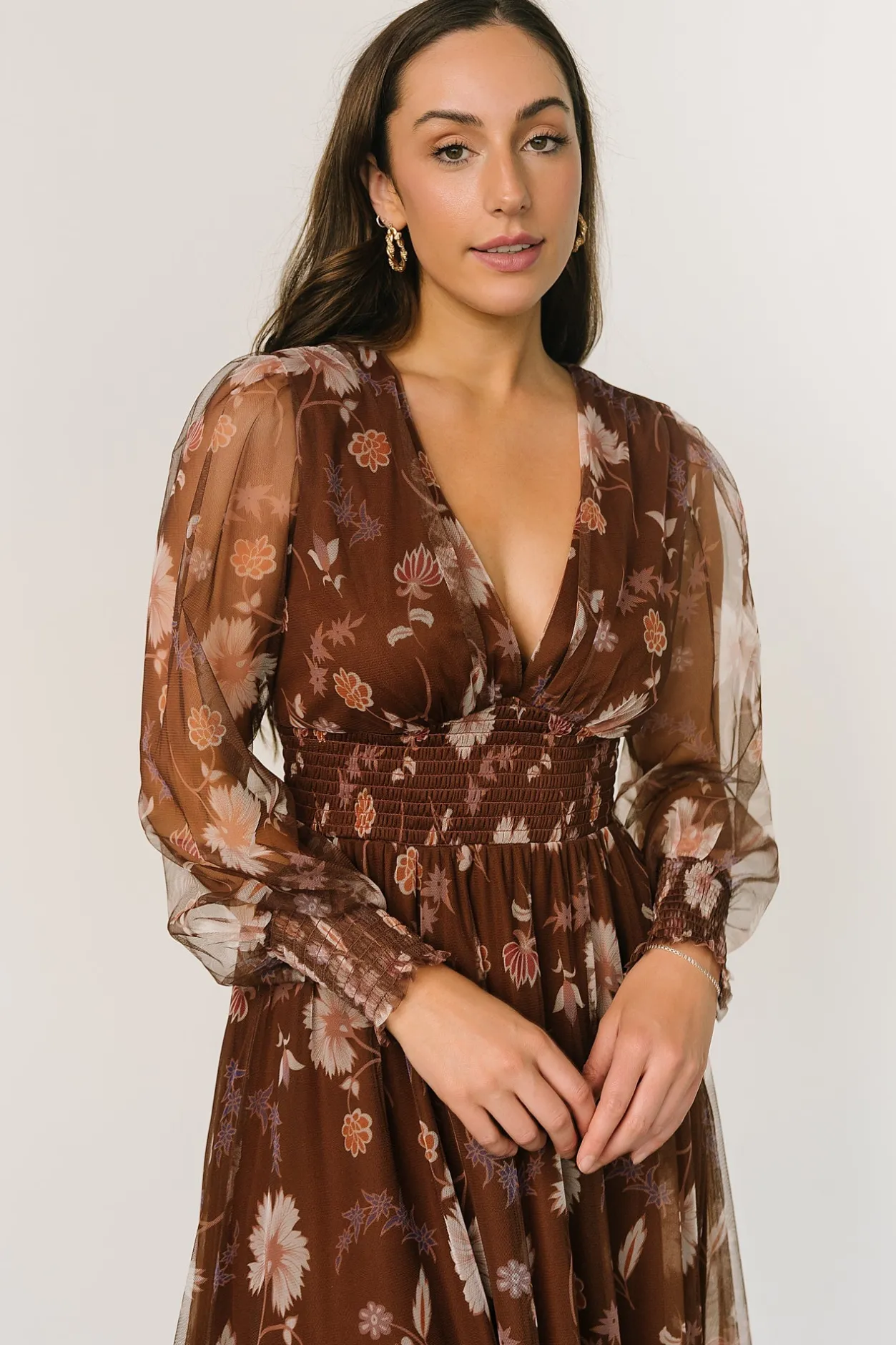 Outlet Baltic Born Layla Tulle Maxi Dress | Chestnut Floral ChestnutFloral
