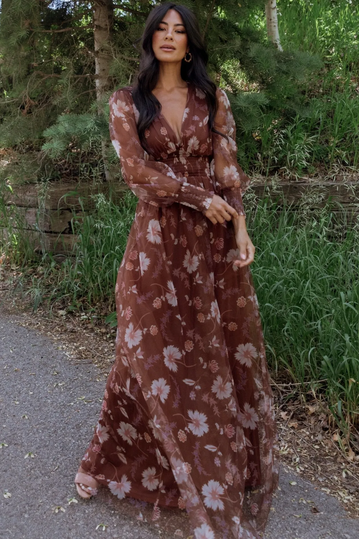 Outlet Baltic Born Layla Tulle Maxi Dress | Chestnut Floral ChestnutFloral