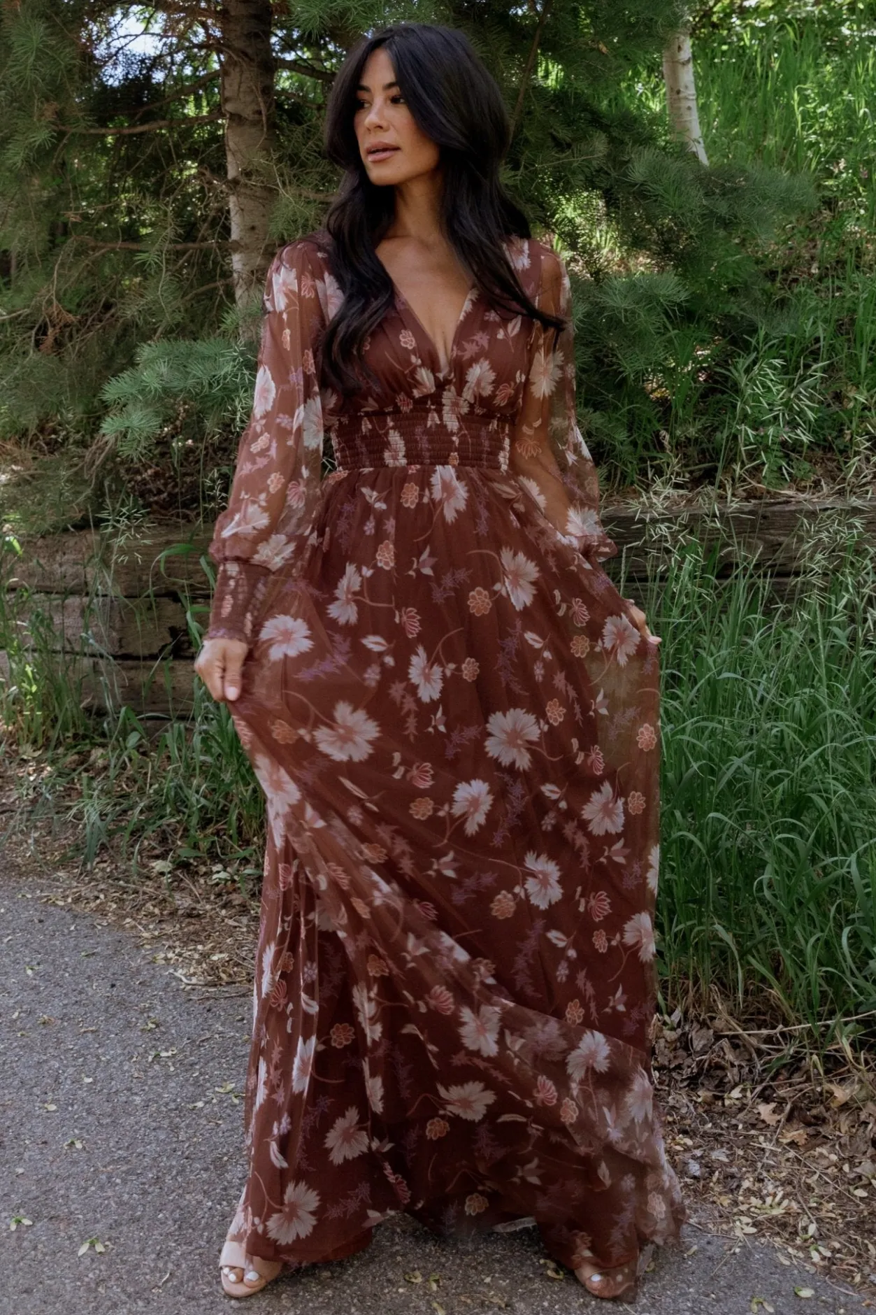 Outlet Baltic Born Layla Tulle Maxi Dress | Chestnut Floral ChestnutFloral