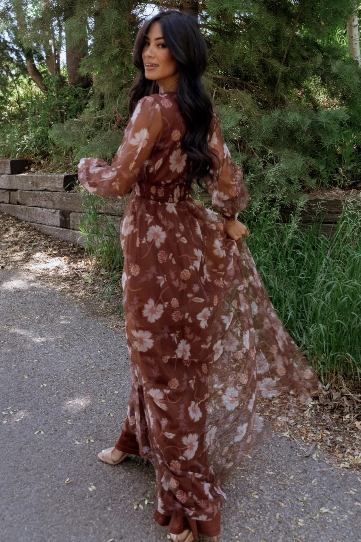 Outlet Baltic Born Layla Tulle Maxi Dress | Chestnut Floral ChestnutFloral