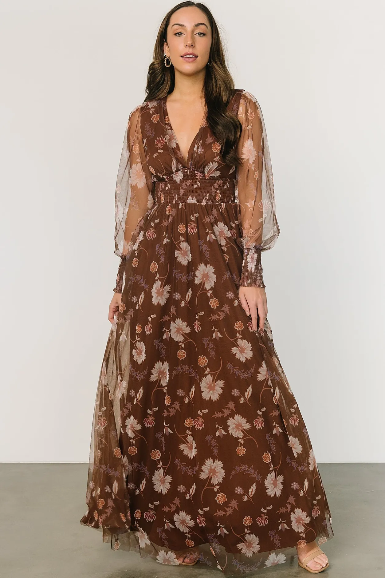 Outlet Baltic Born Layla Tulle Maxi Dress | Chestnut Floral ChestnutFloral