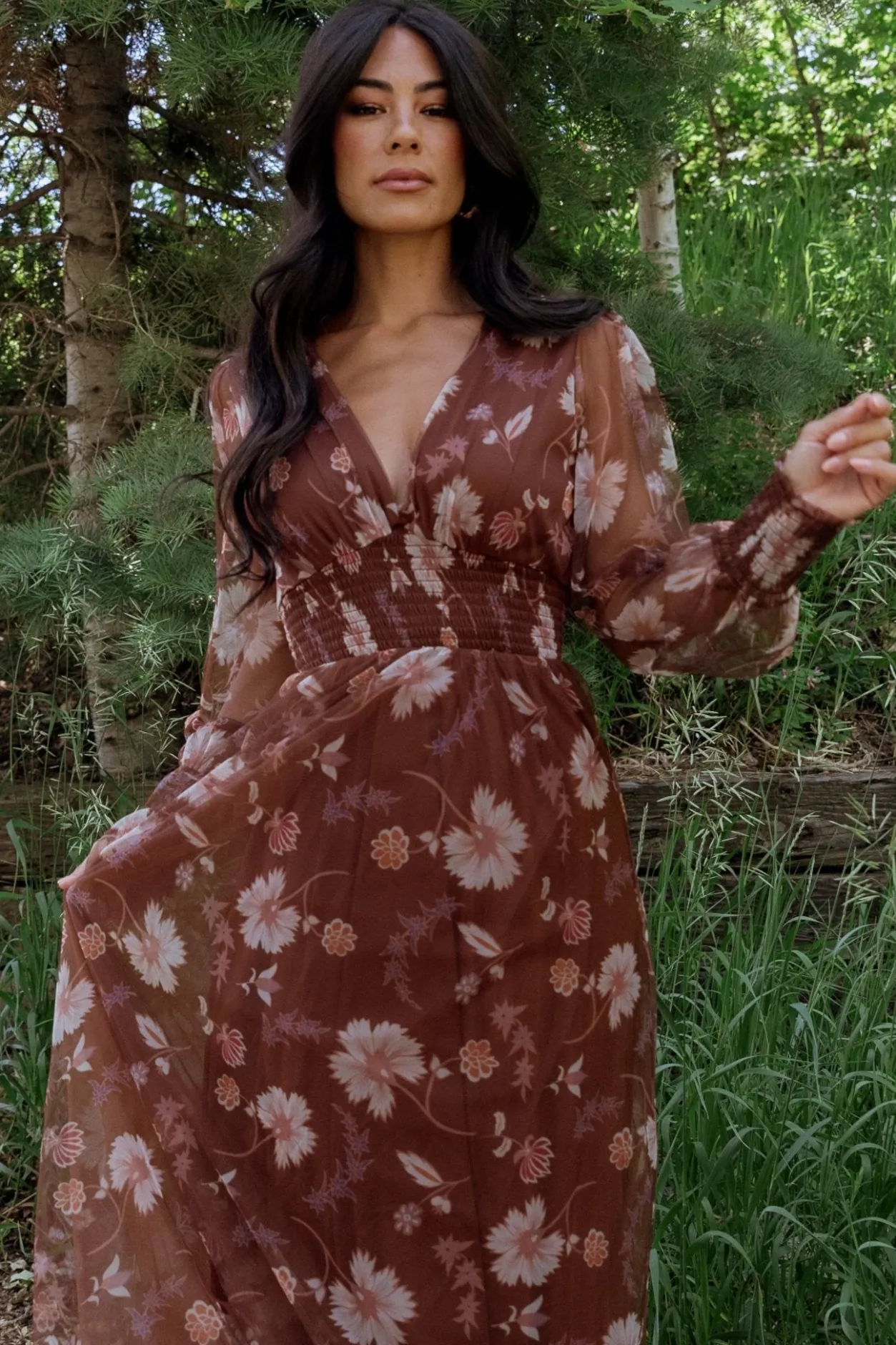 Outlet Baltic Born Layla Tulle Maxi Dress | Chestnut Floral ChestnutFloral