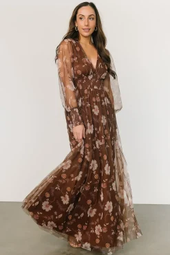 Outlet Baltic Born Layla Tulle Maxi Dress | Chestnut Floral ChestnutFloral