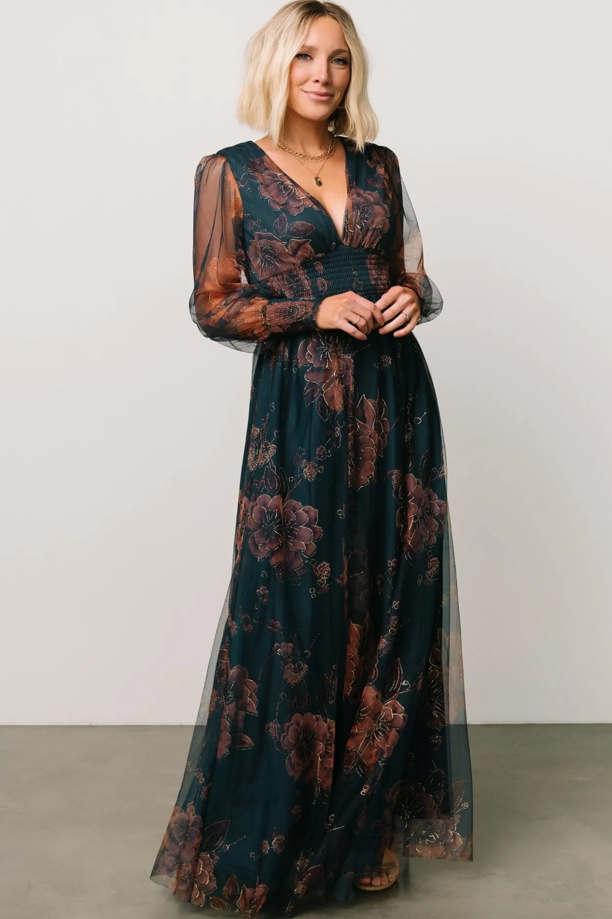 New Baltic Born Layla Tulle Maxi Dress | Copper + Blue Metallic Copper+BlueMetallic