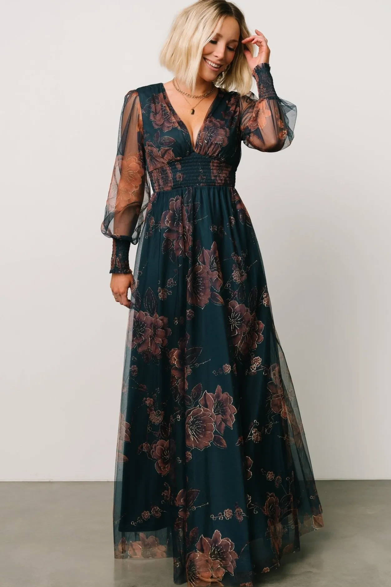New Baltic Born Layla Tulle Maxi Dress | Copper + Blue Metallic Copper+BlueMetallic