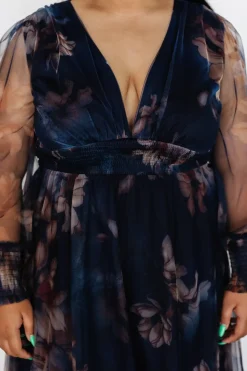 Best Baltic Born Layla Tulle Maxi Dress | Dark Blue Floral DarkBlueFloral