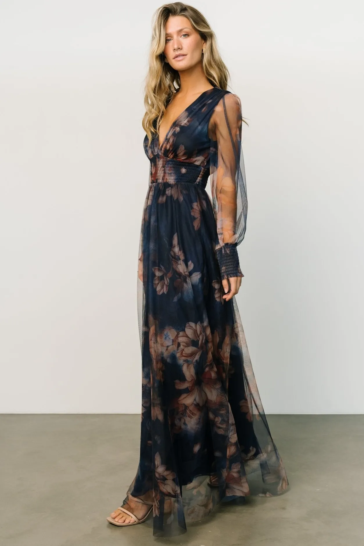Best Baltic Born Layla Tulle Maxi Dress | Dark Blue Floral DarkBlueFloral