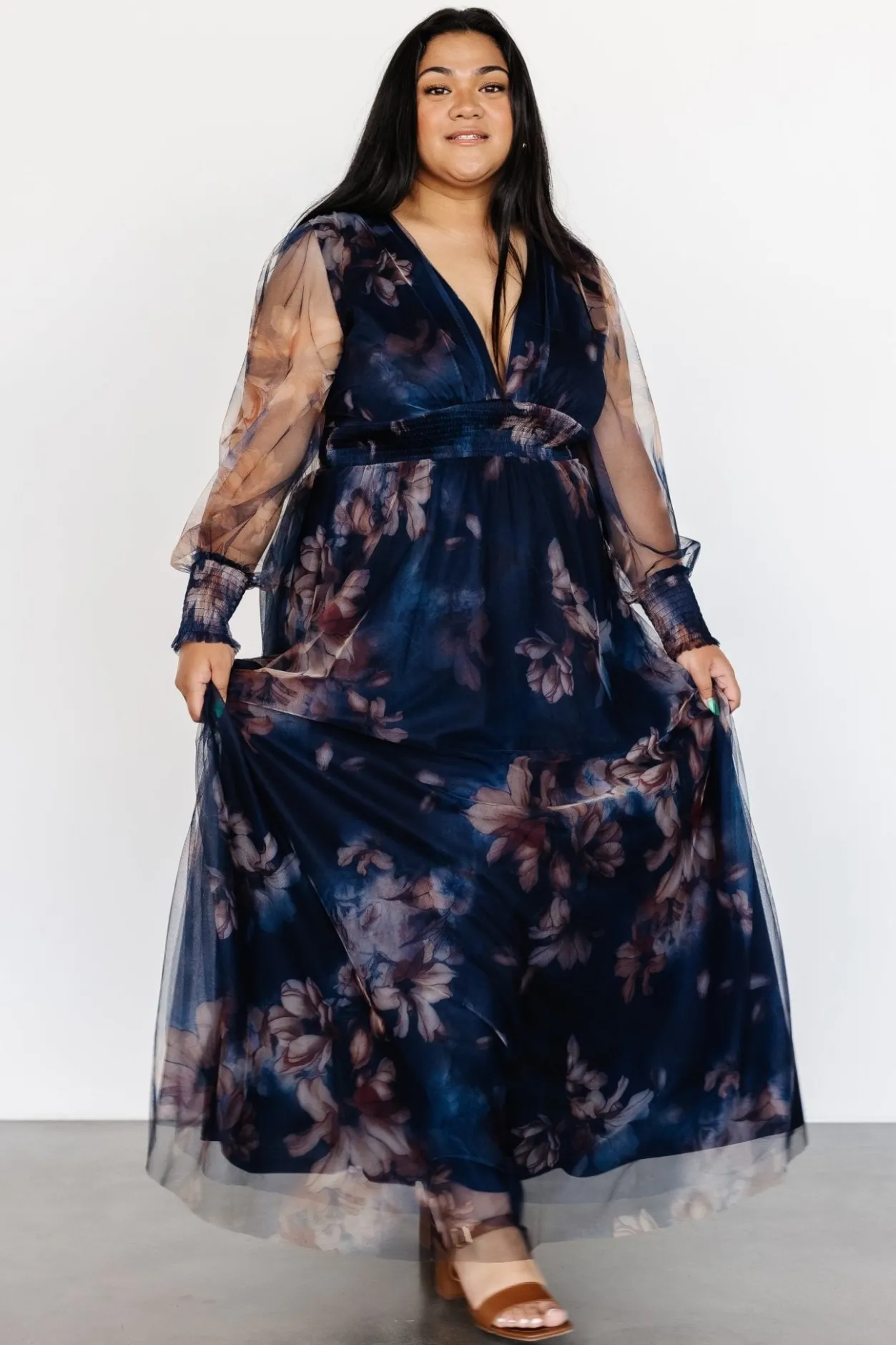 Best Baltic Born Layla Tulle Maxi Dress | Dark Blue Floral DarkBlueFloral