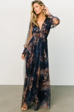 Best Baltic Born Layla Tulle Maxi Dress | Dark Blue Floral DarkBlueFloral