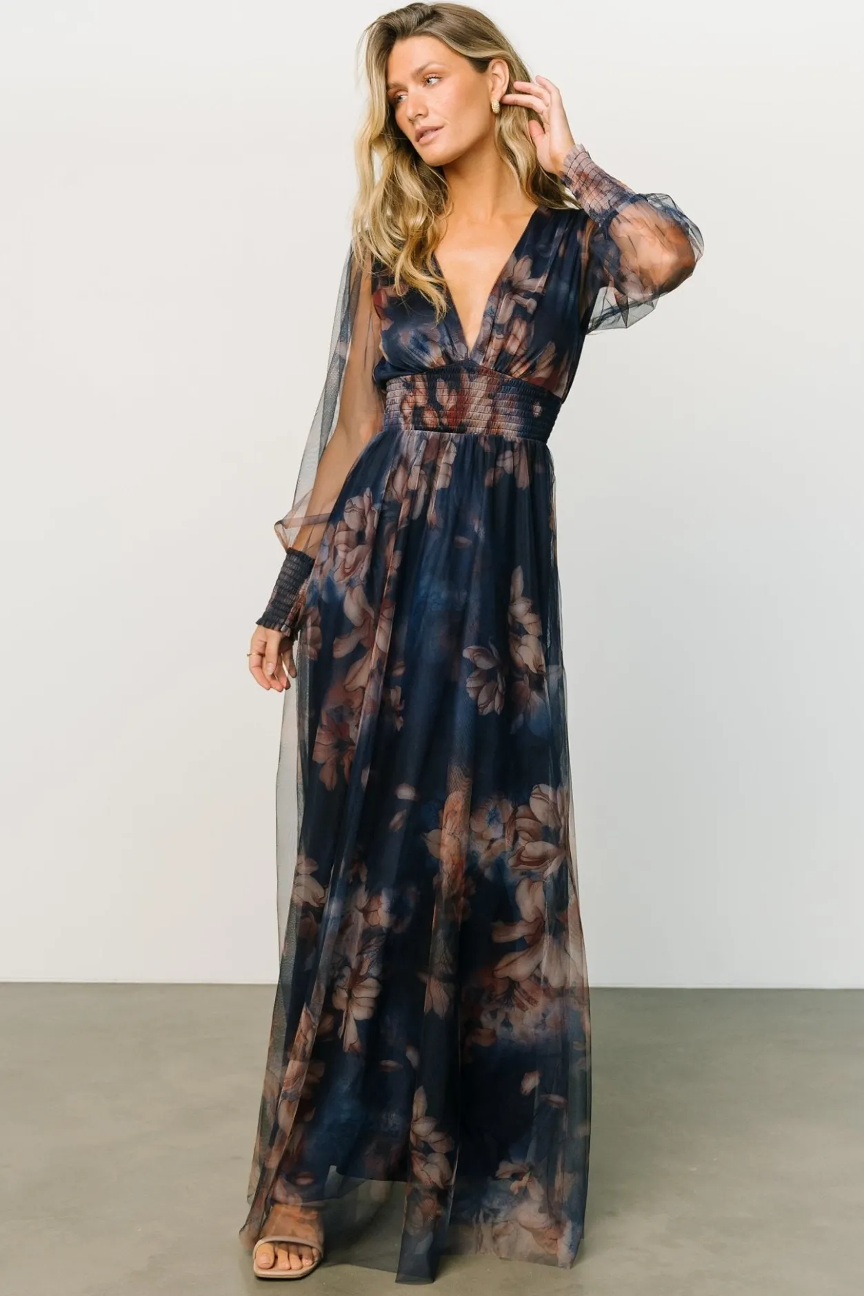 Best Baltic Born Layla Tulle Maxi Dress | Dark Blue Floral DarkBlueFloral
