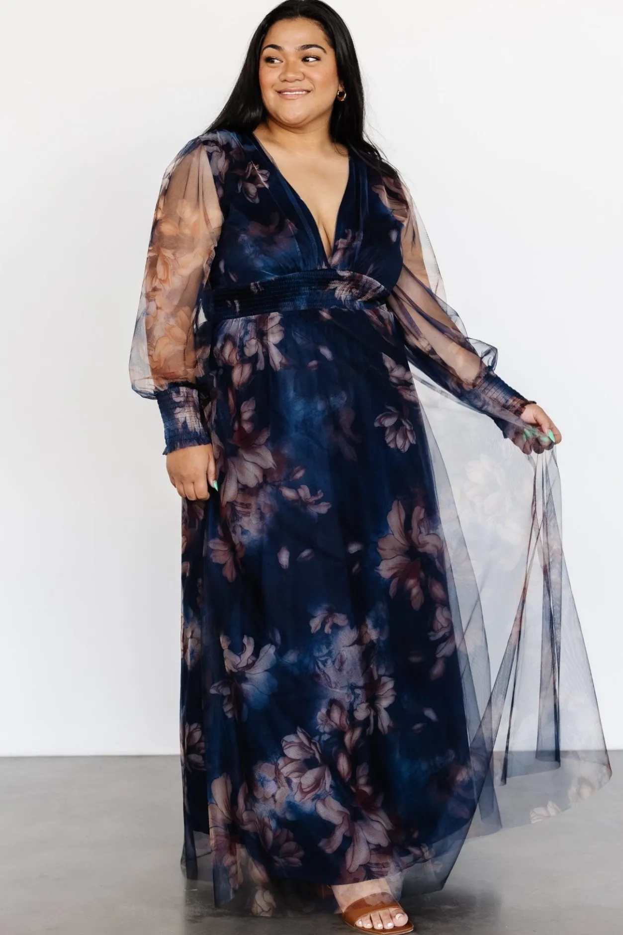 Best Baltic Born Layla Tulle Maxi Dress | Dark Blue Floral DarkBlueFloral