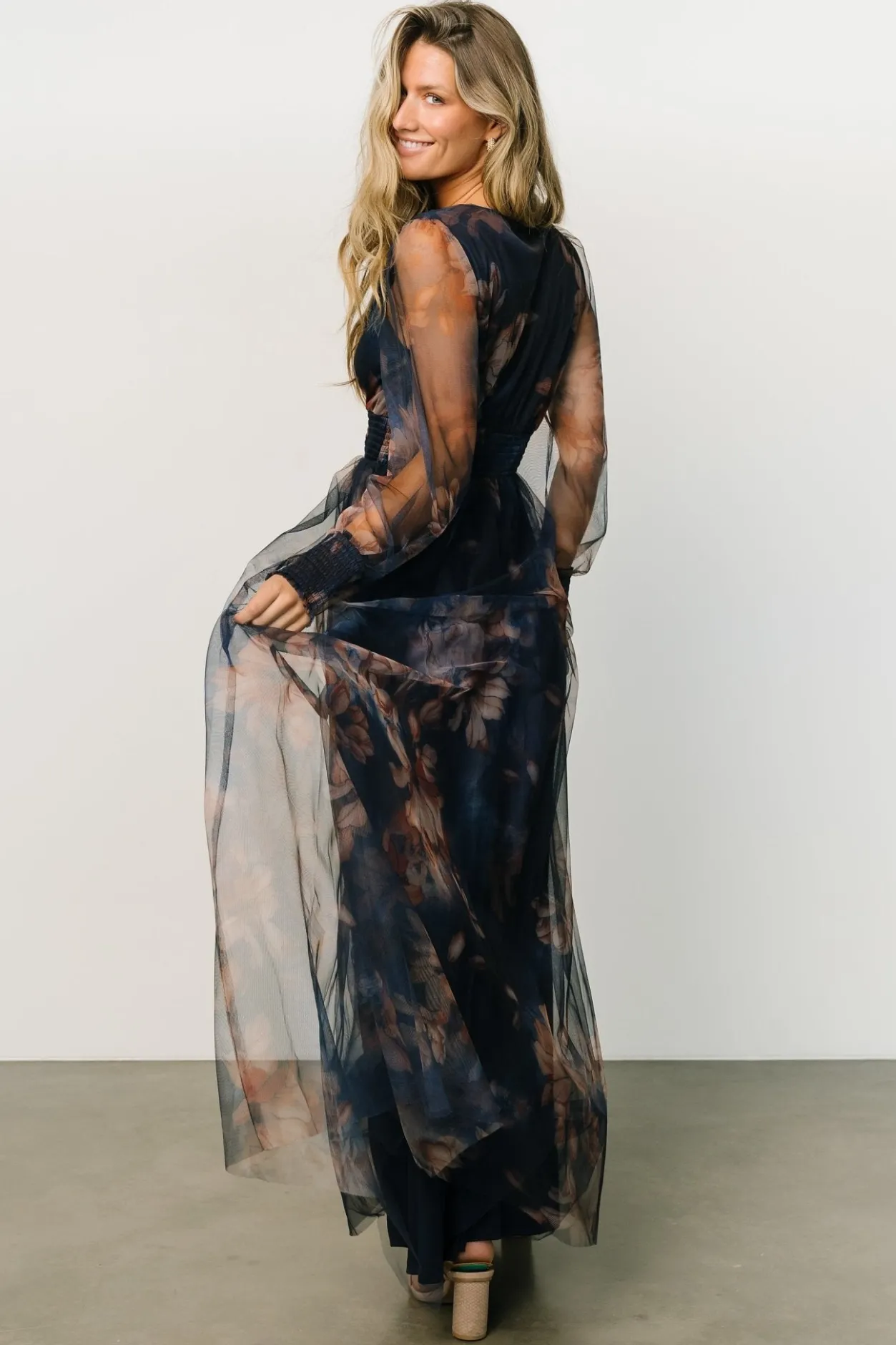 Best Baltic Born Layla Tulle Maxi Dress | Dark Blue Floral DarkBlueFloral