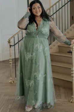Discount Baltic Born Layla Tulle Maxi Dress | Dusty Green Floral DustyGreenFloral