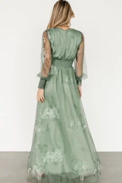 Discount Baltic Born Layla Tulle Maxi Dress | Dusty Green Floral DustyGreenFloral