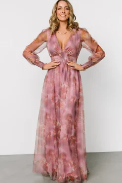 Best Baltic Born Layla Tulle Maxi Dress | Dusty Orchid Floral DustyOrchidFloral