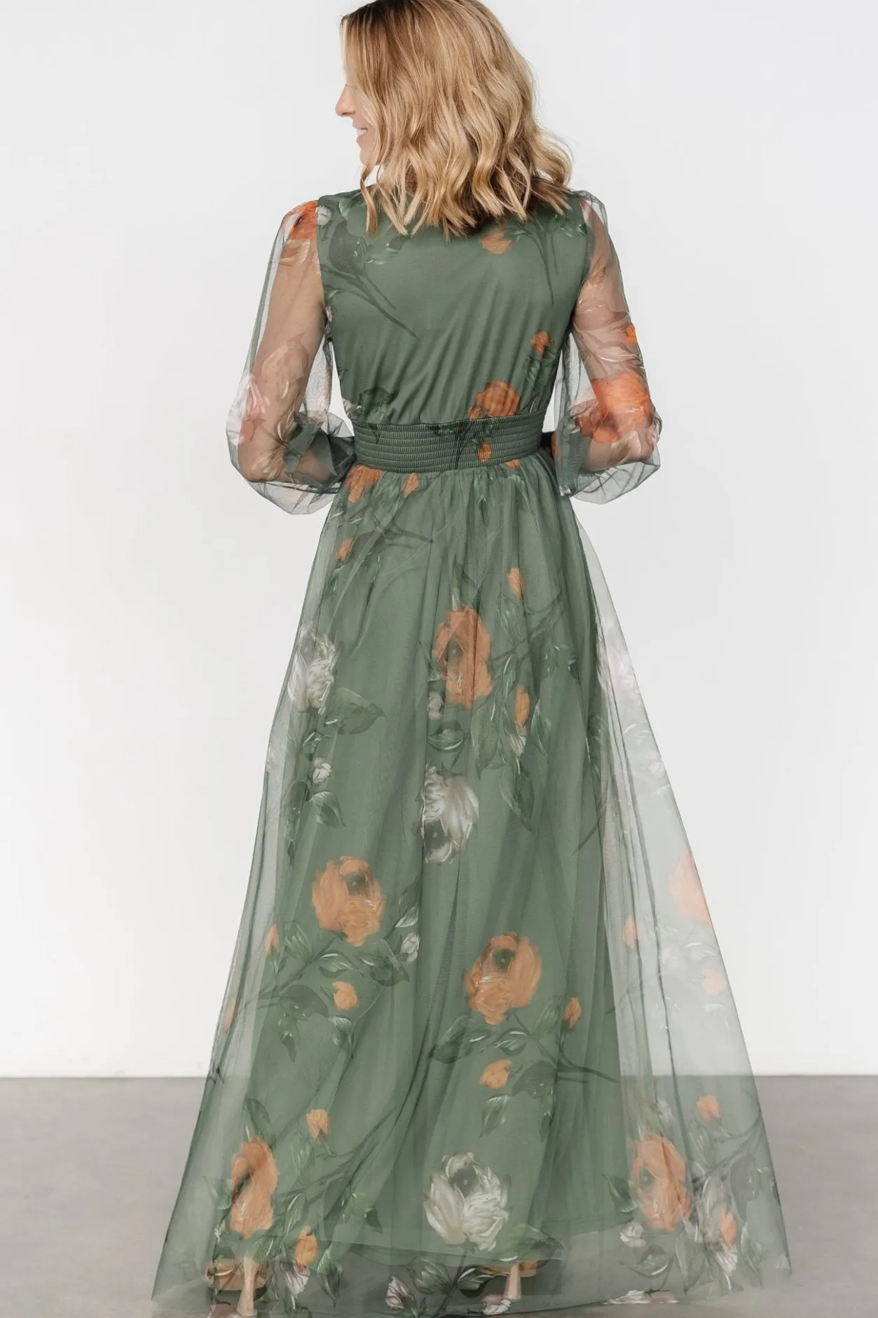 Clearance Baltic Born Layla Tulle Maxi Dress | Dusty Olive Floral DustyOliveFloral