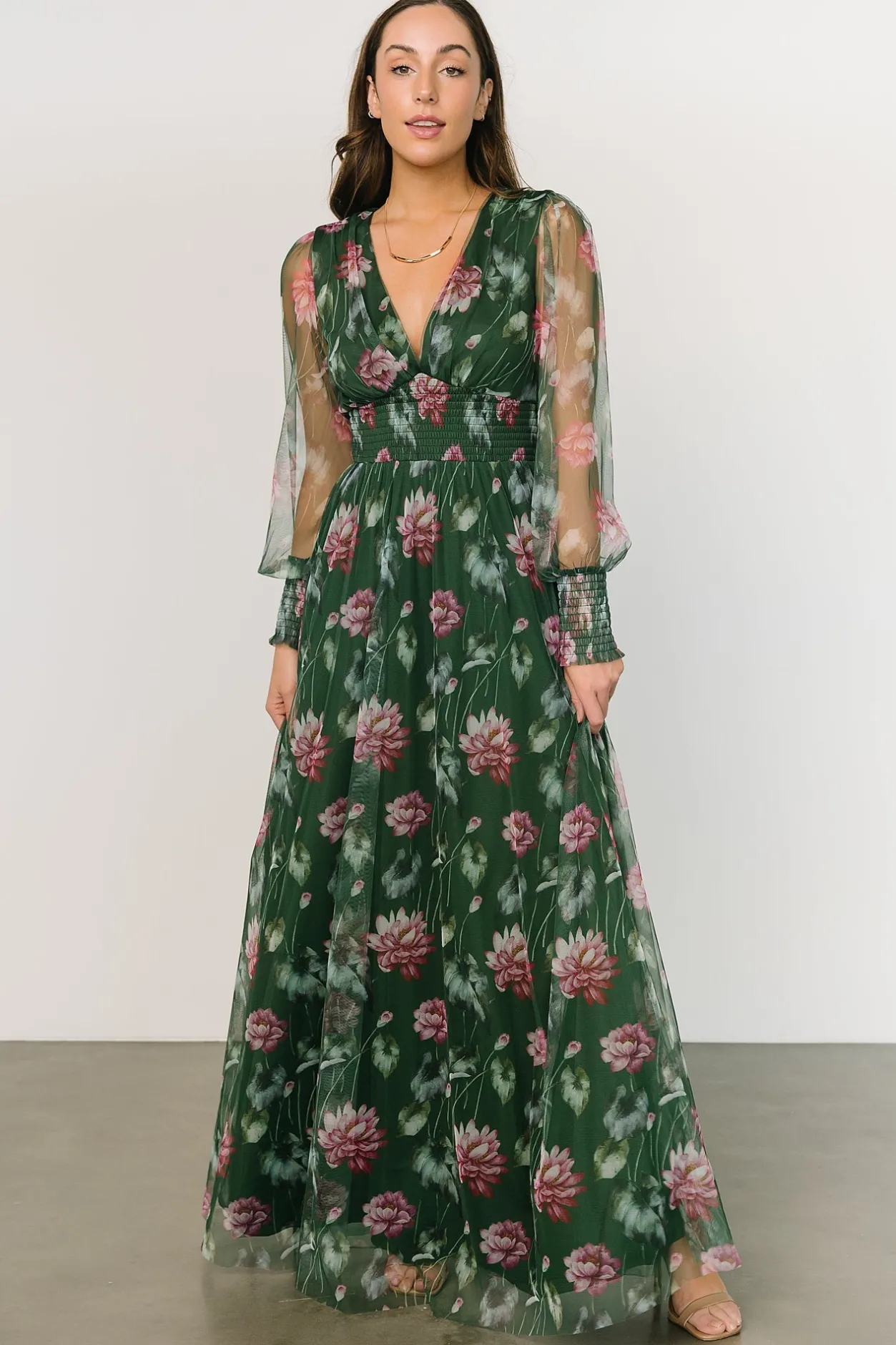 Online Baltic Born Layla Tulle Maxi Dress | Green + Pink Floral Green+PinkFloral