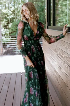 Online Baltic Born Layla Tulle Maxi Dress | Green + Pink Floral Green+PinkFloral