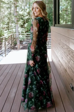 Online Baltic Born Layla Tulle Maxi Dress | Green + Pink Floral Green+PinkFloral
