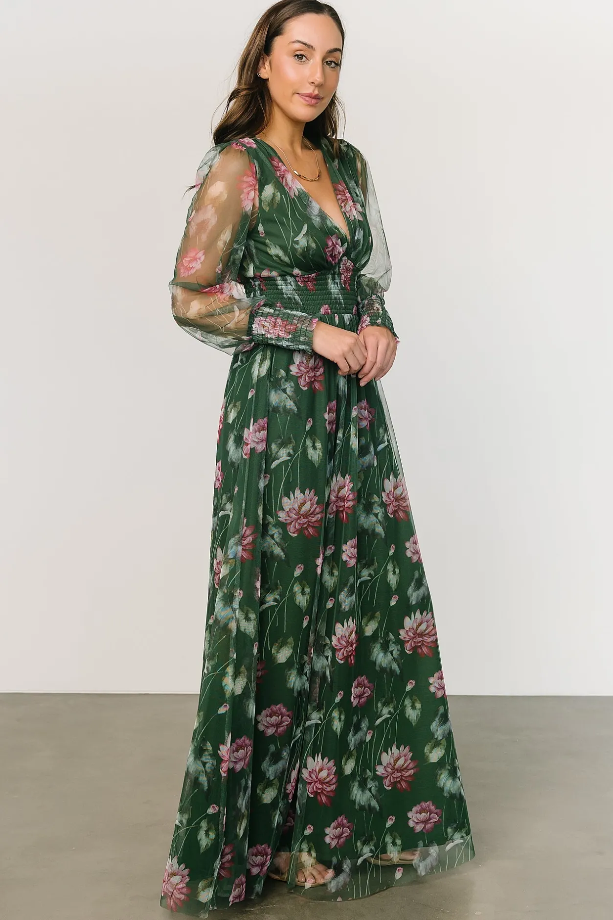 Online Baltic Born Layla Tulle Maxi Dress | Green + Pink Floral Green+PinkFloral