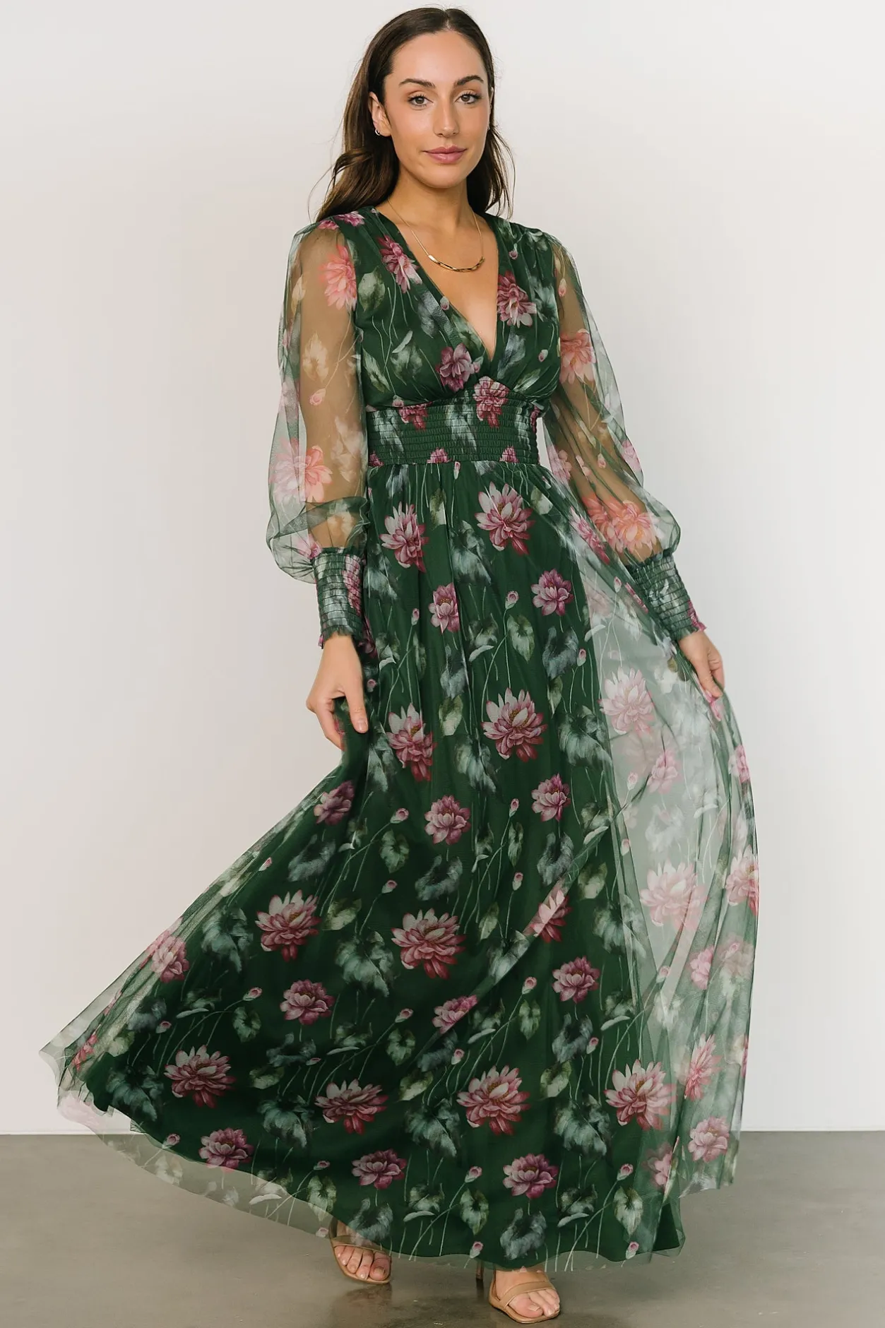 Online Baltic Born Layla Tulle Maxi Dress | Green + Pink Floral Green+PinkFloral